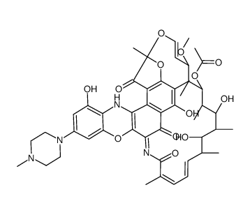 Rifamycin VIII,1',4-didehydro-1-deoxy-1,4-dihydro-3'-hydroxy-5'-(4-methyl-1-piperazinyl)-1-oxo- 结构式