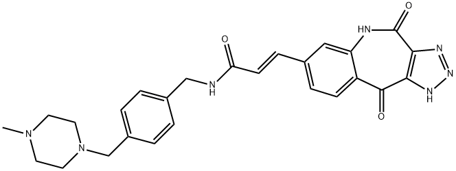 2-Propenamide, N-[[4-[(4-methyl-1-piperazinyl)methyl]phenyl]methyl]-3-(1,4,5,10-tetrahydro-4,10-dioxo-1,2,3-triazolo[4,5-c][1]benzazepin-7-yl)-, (E)- (9CI) 结构式
