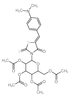 4-Thiazolidinone,5-[[4-(dimethylamino)phenyl]methylene]-3-(2,3,4,6-tetra-O-acetyl-b-D-glucopyranosyl)-2-thioxo- 结构式