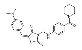 4-Thiazolidinone, 5-[[4-(dimethylamino)phenyl]methylene]-3-[[[4-(1-piperidinylcarbonyl)phenyl]amino]methyl]-2-thioxo- 结构式
