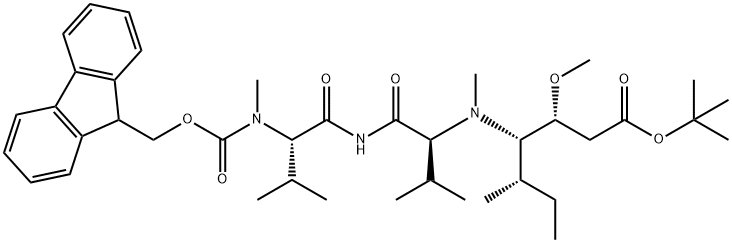 (5S,8S,11S,12R)-11-((S)-仲丁基)-1-(9H-芴-9-基)-5,8-二异丙基-12-甲氧基-4,10-二甲基-3,6,9-三氧代-2-氧杂-4,7,10-三氮杂十四烷-14-酸叔丁酯 结构式