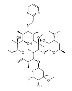 Erythromycin, 6-O-methyl-, 9-(O-2-pyrimidinyloxime), (9E)- 结构式