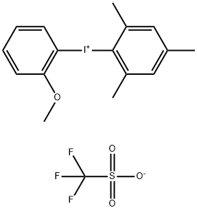 (2-甲氧基苯基)(2,4,6-三甲基苯基)碘鎓三氟甲磺酸盐(1:1) 结构式