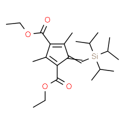 2,4-二甲基-5-[(三异丙基硅基)亚甲基]-1,3-环戊二烯-1,3-二羧酸二乙酯 (顺反混合物) 结构式