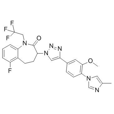 6-氟-1,3,4,5-四氢-3-[4-[3-甲氧基-4-(4-甲基-1H-咪唑-1-基)苯基]-1H-1,2,3-三唑-1-基]-1-(2,2,2-三氟乙基)-2H-1-苯并氮杂卓-2-酮 结构式