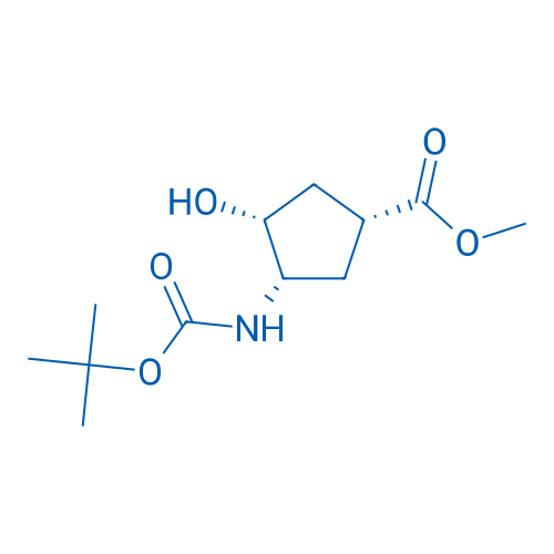 (1S,2R,4R)-N-Boc-1-氨基-2-羟基环戊烷-4-羧酸甲酯 结构式