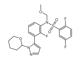 2,5-二氟-N-[2-氟-3-[1-(四氢-2H-吡喃-2-基)-1H-吡唑-5-基]苯基]-N-(甲氧基甲基)苯磺酰胺 结构式