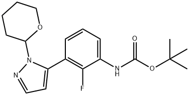 N-[2-氟-3-[1-(四氢-2H-吡喃-2-基)-1H-吡唑-5-基]苯基]氨基甲酸叔丁酯 结构式