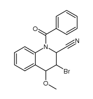 1-苯甲酰基-3-溴-2-氰基-1,2,3,4-四氢-4-甲氧基喹啉 结构式