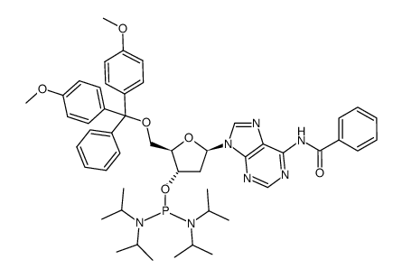 Adenosine, N-benzoyl-5'-O-[bis(4-methoxyphenyl)phenylmethyl]-2'-deoxy-, 3'-[N,N,N',N'-tetrakis(1-methylethyl)phosphorodiamidite] 结构式