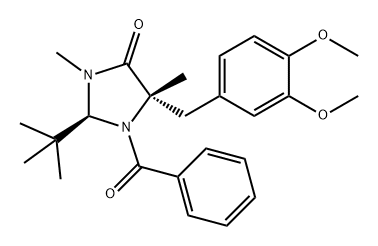 4-Imidazolidinone, 1-benzoyl-5-[(3,4-dimethoxyphenyl)methyl]-2-(1,1-dimethylethyl)-3,5-dimethyl-, (2S,5S)- 结构式