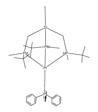 (T-4)-[(1S,1′S,1′′S)-1,1′,1′′-[(Methylsilylidyne)tris(methylene)]tris[1-(1,1-dimethylethyl)-1-methylphosphine-κP]](triphenylphosphine)platinum 结构式