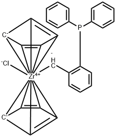 氯代双(η5-2,4-环戊二烯-1-基)[[2-(二苯基膦基)苯基]甲基]锆 结构式