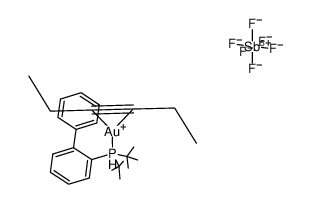 金(1+)，[[1,1'-联苯]-2-基双(1,1-二甲基乙基)膦][(3,4-η)-3-己炔]-, (OC-6-11)-六氟锑酸根(1-) (1:1) 结构式