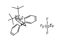 [[1,1'-联苯]-2-基双(1,1-二甲基乙基)膦](4-甲基吡啶)金(1+) 六氟锑酸盐(1-) 结构式
