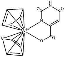 Vanadium, bis(η5-2,4-cyclopentadien-1-yl)(1,2,3,6-tetrahydro-2,6-dioxo-4-pyrimidinecarboxylato-N3,O4)- (9CI) 结构式