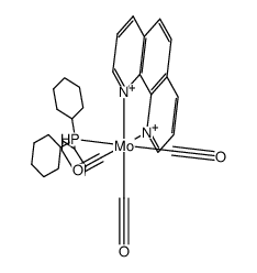 三羰基(1,10-菲咯啉)(三环己基膦)合钼 结构式