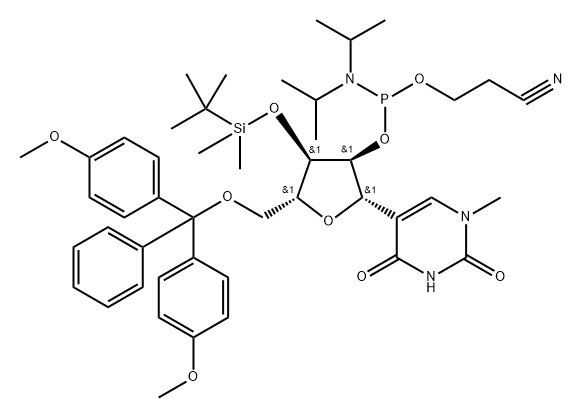 5'-DMT-3'-O-TBDMS-N1-甲基假尿苷-CE-亚磷酰胺 结构式