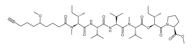L-Proline, N-(5-methoxy-1-oxo-9-decyn-1-yl)-N-methyl-L-isoleucyl-L-valyl-L-valyl-N-methyl-L-valyl-(2S,3S)-2-hydroxy-3-methylpentanoyl-, methyl ester 结构式