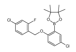 1,3,2-Dioxaborolane, 2-[5-chloro-2-[(4-chloro-2-fluorophenyl)methoxy]phenyl]-4,4,5,5-tetramethyl- 结构式