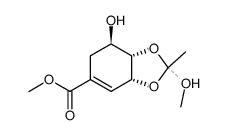 1,3-Benzodioxole-5-carboxylic acid, 3a,6,7,7a-tetrahydro-7-hydroxy-2-methoxy-2-methyl-, methyl ester 结构式