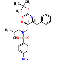 [(1S,2R)-1-苄基-2-羟基-3-[异丁基-[(4-氨基苯基)磺酰基]氨基]丙基]氨基甲酸叔丁酯 结构式