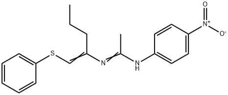 Ethanimidamide, N-(4-nitrophenyl)-N'-[1-[(phenylthio)methylene]butyl]- 结构式