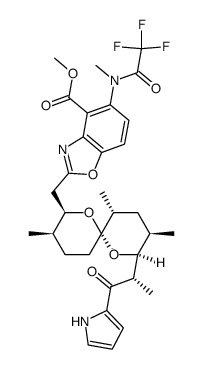 4-Benzoxazolecarboxylic acid, 5-[methyl(trifluoroacetyl)amino]-2-[[3,9,11-trimethyl-8-[1-methyl-2-oxo-2-(1H-pyrrol-2-yl)ethyl]-1,7-dioxaspiro[5.5]undec-2-yl]methyl]-, methyl ester, [6S-[6α(2S*,3S*),8β(R*),9β,11α]]- (9CI) 结构式