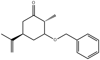 (2R,5R)-2-甲基-5-(1-甲基乙烯基)-3-(苄氧基)环己酮 结构式