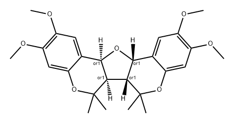 6H,7H-Furo[3,2-c:4,5-c']bis[1]benzopyran, 6a,6b,12b,13a-tetrahydro-2,3,10,11-tetramethoxy-6,6,7,7-tetramethyl-, (6aR,6bR,12bS,13aS)-rel- (9CI) 结构式