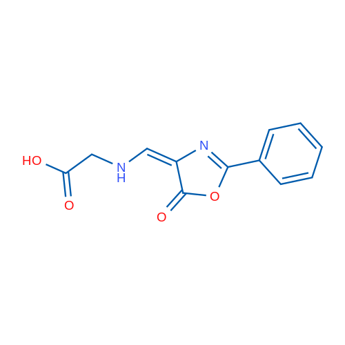 Glycine, N-[(5-oxo-2-phenyl-4(5H)-oxazolylidene)methyl]- 结构式