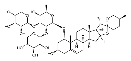 (1β,3β,25S)-3-羟基螺甾-5-烯-1-基 O-β-D-吡喃木糖基-(1→2)-O-[β-D-吡喃木糖基-(1→3)]-6-脱氧-β-D-吡喃半乳糖苷 结构式