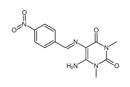 6-氨基-1,3-二甲基-5-[(4-硝基亚苄基)氨基]尿嘧啶 结构式