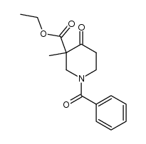 1-苯甲酰基-3-甲基-4-氧代-3-哌啶甲酸乙酯 结构式