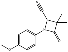 1-(4-甲氧基苯基)-3,3-二甲基-4-氧代-2-吖丁啶甲腈 结构式