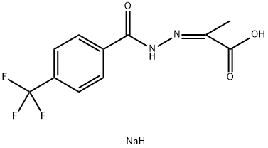 4-(三氟甲基)苯甲酸-2-(1-羧基亚乙基)酰肼钠盐(1:1) 结构式