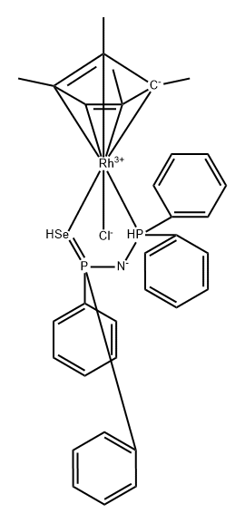 氯[N-(二苯基膦-κP)-P,P-二苯基膦硒代酰胺根-κSe][(1,2,3,4,5-η)-1,2,3,4,5-五甲基-2,4-环戊二烯-1-基]铑 结构式
