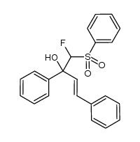 Benzenemethanol, α-[fluoro(phenylsulfonyl)methyl]-α-[(1E)-2-phenylethenyl]- 结构式