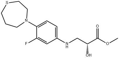 (2R)-3-[[3-氟-4-(四氢-1,4-硫氮杂卓-4(5H)-基)苯基]氨基]-2-羟基丙酸甲酯 结构式