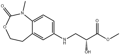 Propanoic acid, 2-hydroxy-3-[(1,2,4,5-tetrahydro-1-methyl-2-oxo-3,1-benzoxazepin-7-yl)amino]-, methyl ester, (2R)- 结构式