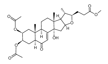 26,27-Dinorfurost-7-en-25-oic acid, 2,3-bis(acetyloxy)-14-hydroxy-6-oxo-, methyl ester, (2β,3β,5α,22β)- (9CI) 结构式