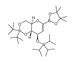 D-arabino-Hex-1-enitol, 1,5-anhydro-4,6-O-[bis(1,1-dimethylethyl)silylene]-2-deoxy-1-C-(4,4,5,5-tetramethyl-1,3,2-dioxaborolan-2-yl)-3-O-[tris(1-methylethyl)silyl]- 结构式