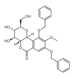 Pyrano[3,2-c][2]benzopyran-6(2H)-one, 3,4,4a,10b-tetrahydro-3,4-dihydroxy-2-(hydroxymethyl)-9-methoxy-8,10-bis(phenylmethoxy)-, (2R,3S,4S,4aR,10bS)- 结构式
