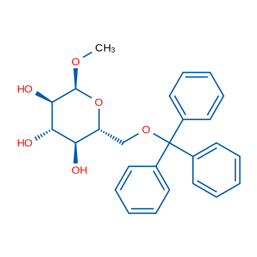 甲基 6-O-(三苯甲基)-Α-D-吡喃葡萄糖苷 结构式