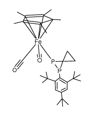 二羰基[(1,2,3,4,5-η)-1,2,3,4,5-五甲基-2,4-环戊二烯-1-基][1-[2,4,6-三(1,1-二甲基乙基)苯基]-1,2-二磷杂螺[2.2]戊烷合-P2]铁立体异构体 结构式
