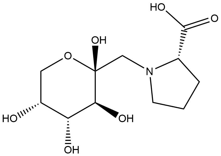1-(1-脱氧-β-D-吡喃果糖-1-基)-L-脯氨酸 结构式