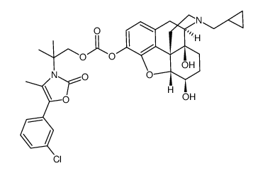 Morphinan-3,6,14-triol, 17-(cyclopropylmethyl)-4,5-epoxy-, 3-[2-[5-(3-chlorophenyl)-4-methyl-2-oxo-3(2H)-oxazolyl]-2-methylpropyl carbonate], (5α,6β)- 结构式
