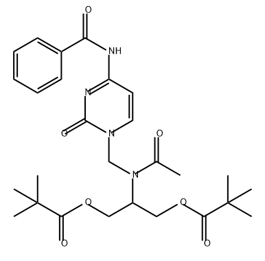Propanoic acid, 2,2-dimethyl-, 1,1'-[2-[acetyl[[4-(benzoylamino)-2-oxo-1(2H)-pyrimidinyl]methyl]amino]-1,3-propanediyl] ester 结构式