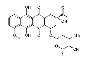 5,12-Naphthacenedione, 3-acetyl-1-[(3-amino-2,3,6-trideoxy-α-L-lyxo-hexopyranosyl)oxy]-1,2,3,4,4a,12a-hexahydro-3,6,11-trihydroxy-10-methoxy-, [1S-(1α,3α,4aβ,12aβ)]- (9CI) 结构式