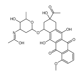 5,12-Naphthacenedione, 8-acetyl-10-3-(acetylamino)-2,3,6-trideoxy-.alpha.-L-lyxo-hexopyranosyloxy-7,8,9,10-tetrahydro-6,8,11-trihydroxy-1-methoxy-, (8S,10S)- 结构式